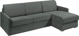 Vente-Unique Divano letto angolare a ribalta con angolo reversibile Letto 140cm Materasso 18cm in Tessuto Grigio - calife