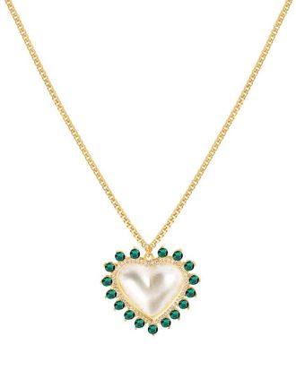 Gabi Rielle Shining Moment 14K Over Silver.98Mm Pearl Cz Sweet Pearl Heart Necklace