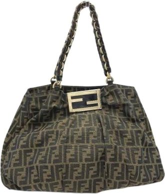 Fendi Pre-owned Shoulder Bags, female, Brown, Size: ONE SIZE Pre-owned Canvas fendi-bags