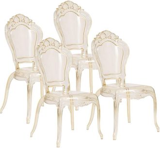 Biscottini International Set 4 Sillas De Policarbonato Transparente Silla De Cocina/sala De Estar Sillones De Pl&aacute;stico Para Comedor Sill&oacute;n Dormitorio