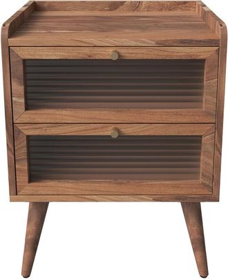 Rendez-Vous D&eacute;co Rendez-vous D&eacute;co - Mesita De Noche De Madera De Acacia Con 2 Cajones - Brune