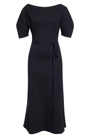 Christophe Lemaire Off the Shoulder Cotton & Linen Jersey Midi Dress in Urchin at Nordstrom, Size Xx-Small
