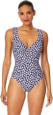 Anne Cole Womens Shibori Geo Underwire Panel One Piece Swimsuit in Shibori Geo Blue at Nordstrom, Size 10