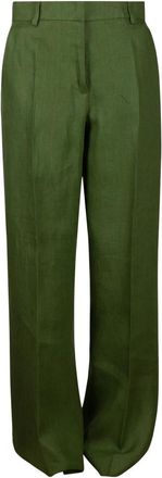 Max Mara Cropped broek met textuur - Dames - Wijde Broeken - Groen - XS - Katoen - Broeken