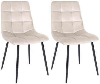 Clp Set de 2 sillas con patas de metal y asiento en Terciopelo Crema