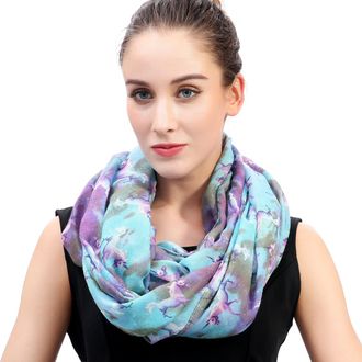 Lina & Lily Unicorn Galaxy Print Lightweight Snood Scarf (Blue/Purple)