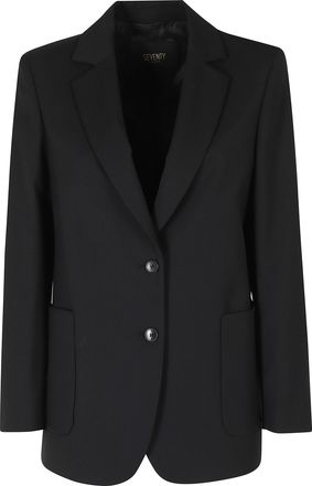 Seventy Black Single-Breasted Back Vent Polyester-Blend Jacket
