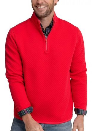 Southern Tide Oak Island Reversible Quarter Zip Sweater In Grenadine Red