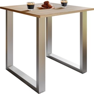 ebuy24 Mesa De Madera Vcm Al. 76 X An. 80 X P. 80 Cmbase S&oacute;lida Y De Alta Calidad Pies De Hierro Mesa De Cocina - Xona U (plata / Roble Sonoma)