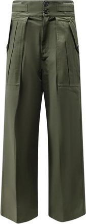 Frankie Shop Tova Cargo Katoenen Broek - Dames - Wijde Broeken - Groen - M - Katoen - Broeken