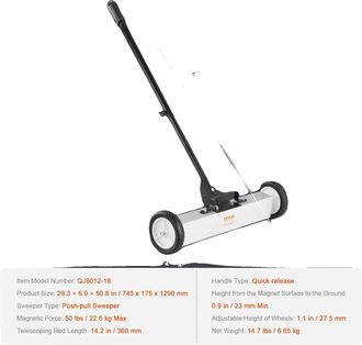 OEM Barredora Magn&eacute;tica, Alta Capacidad De Carga, Dise&ntilde;o F&aacute;cil De Usar, 74 Cm (29,3 Pulgadas), 22,7 Kg (50 Libras) M&aacute;x