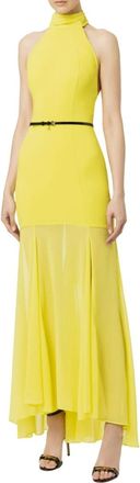 Elisabetta Franchi Maxi Jurk - Dames - Maxi kleedjes - Geel - XL - Polyester - Kleedjes