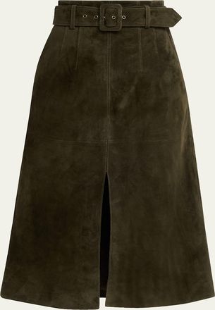 Veronica Beard Alexie Suede Midi Skirt