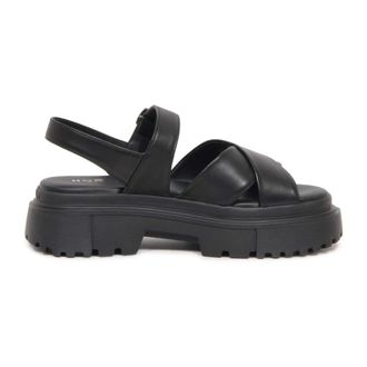 Hogan Black Leather Sandal Made in Italy