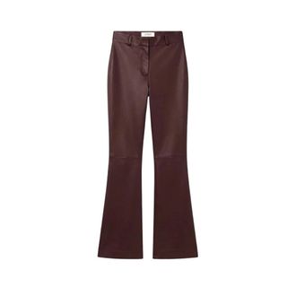 Arma Lucia Leren Flare Broek - Dames - Broeken - Bruin - Maat: S Zijde