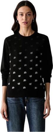 Karl Lagerfeld Monogram Sweatshirt met Studs - Dames - Sweatshirts - Zwart - S - Katoen - Hoodies & sweatvesten
