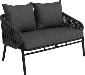 Hhg [nunca Usado] Banco De Jard&iacute;n De Aluminio Hhg-220, Sof&aacute; De Jard&iacute;n, Banco De Exterior, Tejido De Cuerda Trenzada/textil (180 G/m&sup2;), Antracita