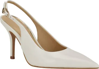 Guess Princelsa Slingback Pointed Toe Pump in White at Nordstrom, Size 7.5