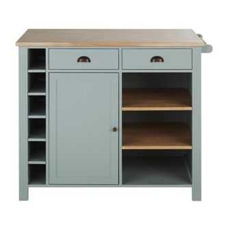 Maisons du monde Isla de cocina con 2 cajones, 1 puerta, 1 balda y 6 huecos verde agua y beige