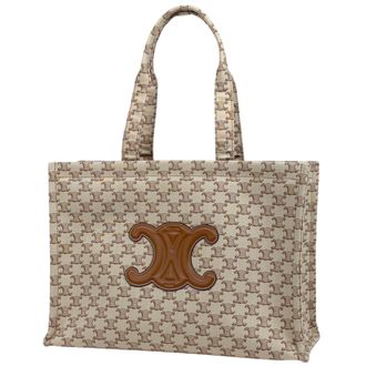 Celine Beige Brown Canvas Shoulder Bag Tote Bag (Pre-Owned)