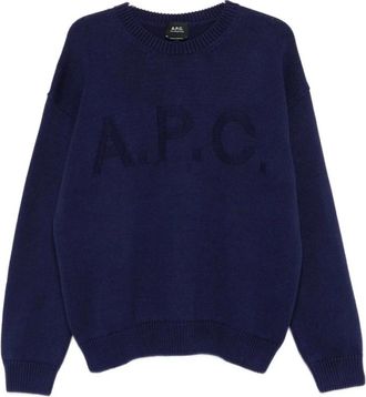 A.P.C. Rondgebreide trui - Heren - Ronde hals truien - Blauw - M - Truien & Vesten