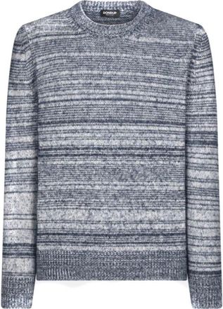 Dondup Textured Blue Knitwear With Classic Crew Neck