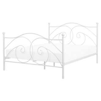 Beliani Beliani - Cama Con Somier De Metal Blanco Con Marco Decorado 160 X 200 Cm Estilo Moderno Y Minimalista Dinard
