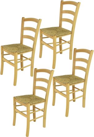 Tommychairs Tommychairs 4 Sillas Venice En Haya Color Natural Y Asiento En Paja