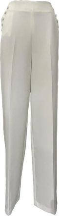 Giulia N Couture Witte Slim Fit Broek - Dames - Wijde Broeken - Wit - M - Broeken