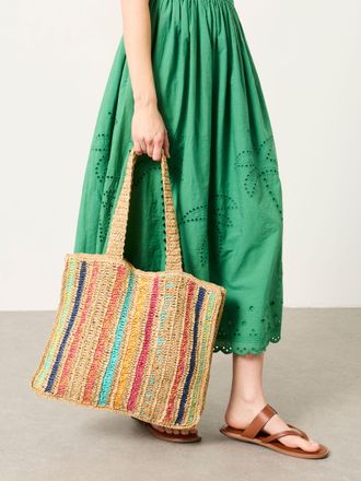 Fat Face FatFace Multi Stripe Straw Tote Bag