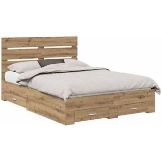 vidaXL Bed Frame with Drawer Artisan Oak 140 x 190 cm Engineered Wood vidaXL