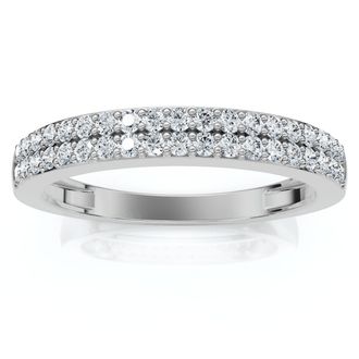 Pompeii3 1/4Ct Pave Double Row Wedding Ring Stackable Band 10k Gold Lab Grown