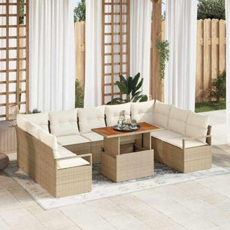 vidaXL Conjunto De Sof&aacute; De Jard&iacute;n 10 Pcs Beige Polirat&aacute;n Vidaxl