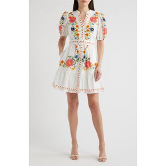 Eliza J Floral Print Poplin Dress in Ivory Mult at Nordstrom, Size 12
