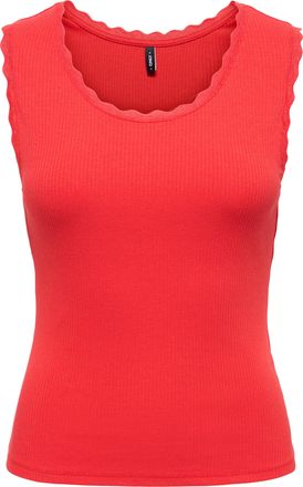 Only Tanktop ONLY ONLLUNI S/L TANK TOP CS JRS, Damen, Gr. XL, high risk rot, Jersey, Obermaterial: 57% Baumwolle, 38% Polyester, 5% Elasthan, unifarben, re