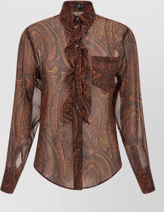Etro silk paisley ruffled shirt