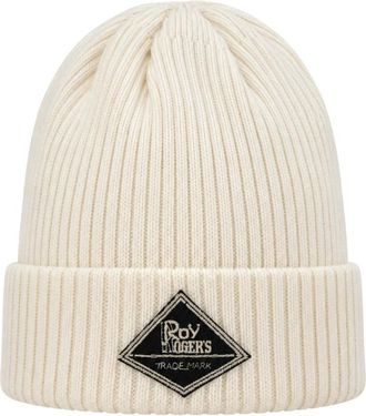 Roy Rogers Gebreide muts met logopatch - Heren - Hoeden - Wit - L - Accessoires