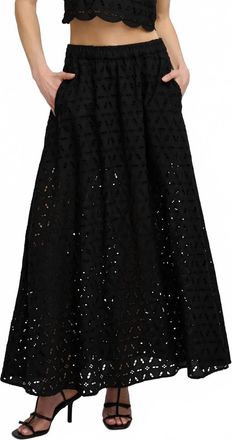 Favorite Daughter Pretty Please Eyelet Embroidered Cotton Maxi Skirt In Black