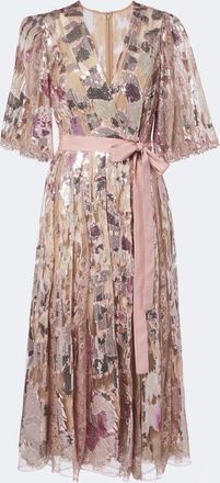 Elie Saab Sequined silk-blend tulle wrap dress
