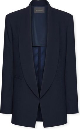 Elena Miro Gestructureerde Cr&ecirc;pe Blazer - Dames - Blazers - Blauw - L - Polyester - Jassen