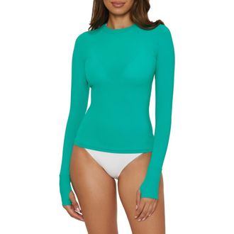 BECCA by Rebecca Virtue Boost Long Sleeve Rashguard in Peacock at Nordstrom Rack, Size Medium