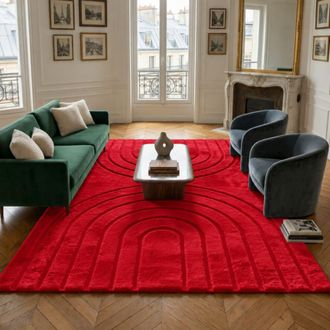 Nazar Rugs Alfombra suave roja, motivo arco - 80x150