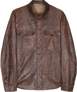 Salvatore Santoro snake-print leather jacket - men - Lambskin - 48 - Brown