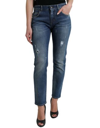 Dolce & Gabbana Womens Distressed Denim Jeans - Medium Blue