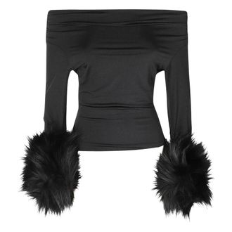 Andamane Tyla Faux Fur Detail Top - - Tops - Donna - Nero - XS