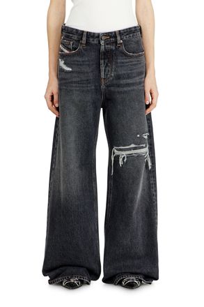 Diesel Relaxed Jeans Low Waist 1996 D-Sire, Black/Dark grey, Button fly