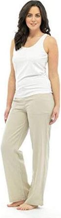 Tom Franks Ladies Womens Linen Casual Trousers with Pockets New 2015 Design (3XL, Stone)