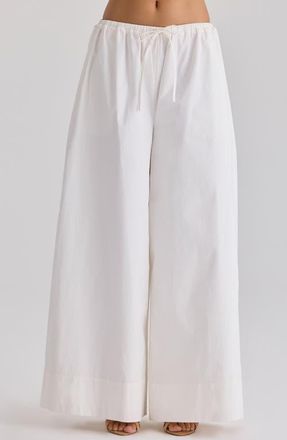House of CB Jae Stretch Cotton Wide Leg Pants in White at Nordstrom, Size X-Small
