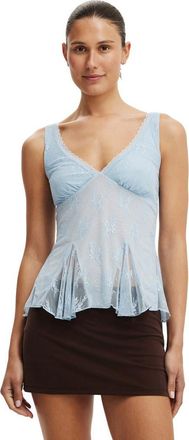 Cotton On Womens Elsie Babydoll Tank in Iced Marine at Nordstrom, Size X-Small