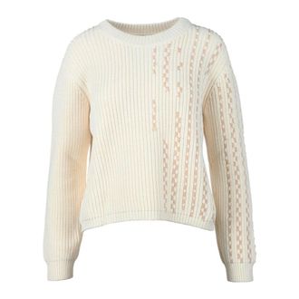 Alpha Studio Round-neck Knitwear, female, Beige, Size: M knitwear